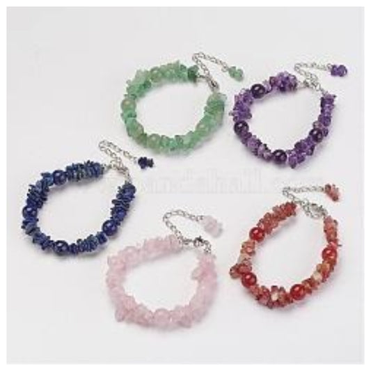 Handcrafted Natural Gemstone Chip & Bead Bracelets - Healing Crystal Collection