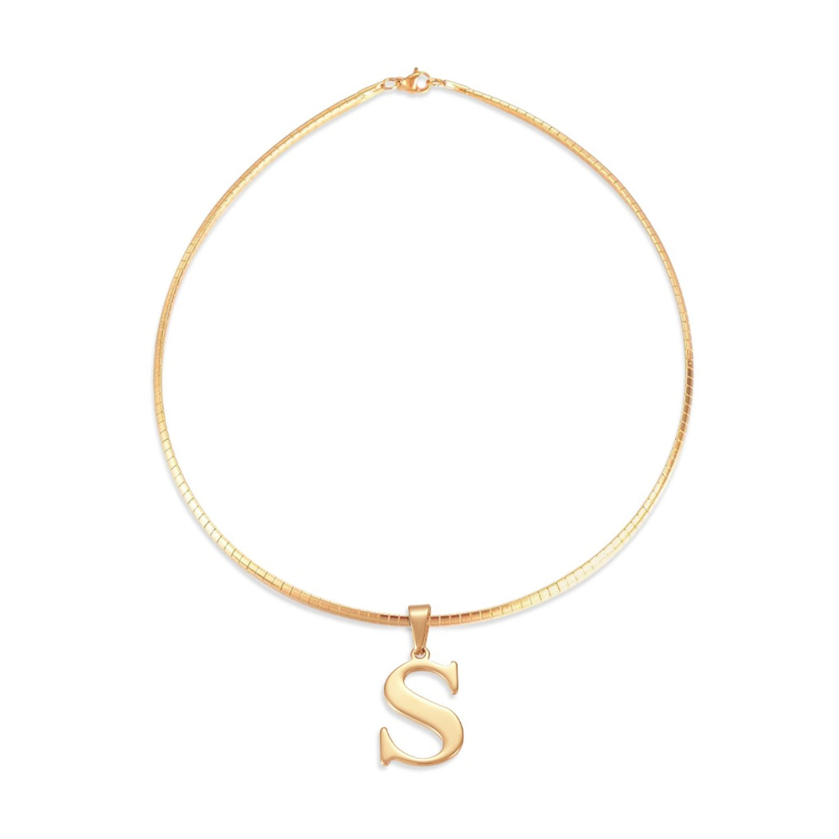 Letter Necklace - Choose Your Initial - Gold or Silver Color - Omega Chain Design