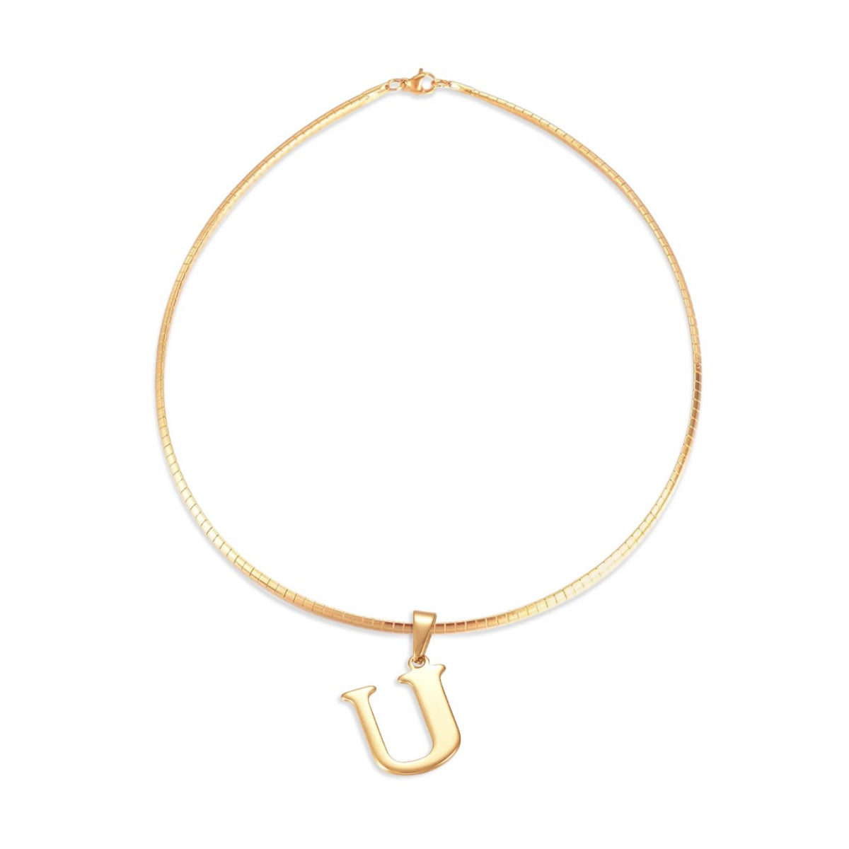 Letter Necklace - Choose Your Initial - Gold or Silver Color - Omega Chain Design