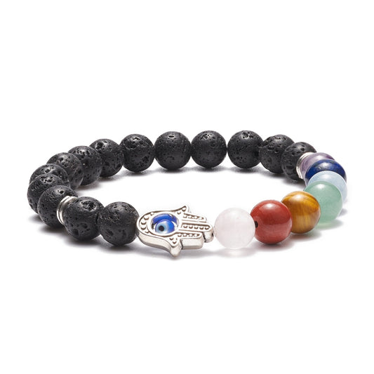 Lava Stone Hamsa  Chakra Bracelet image 0