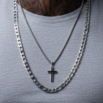 Afro model with Cross Necklace Set