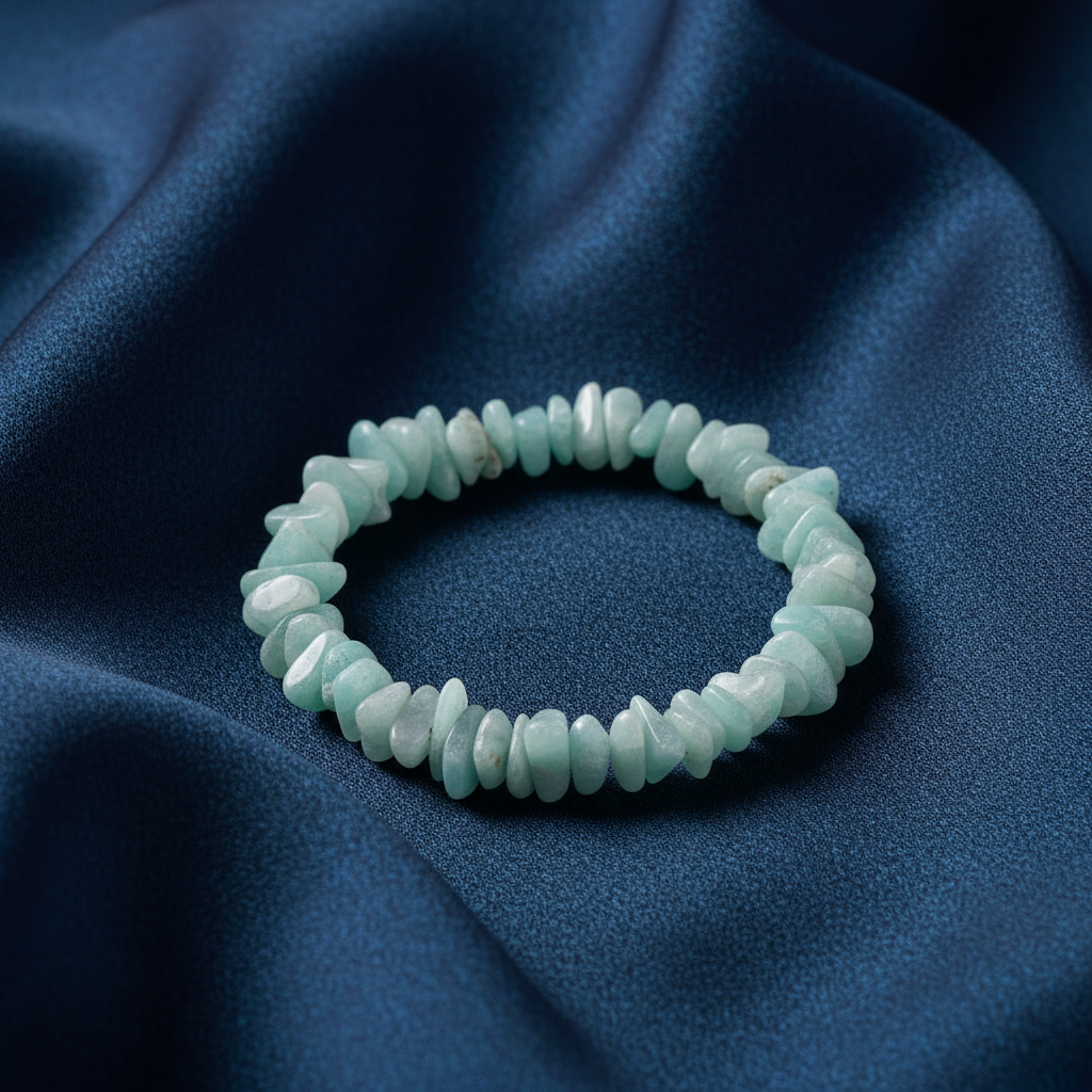 Amazonite bracelet on navy blue fabric