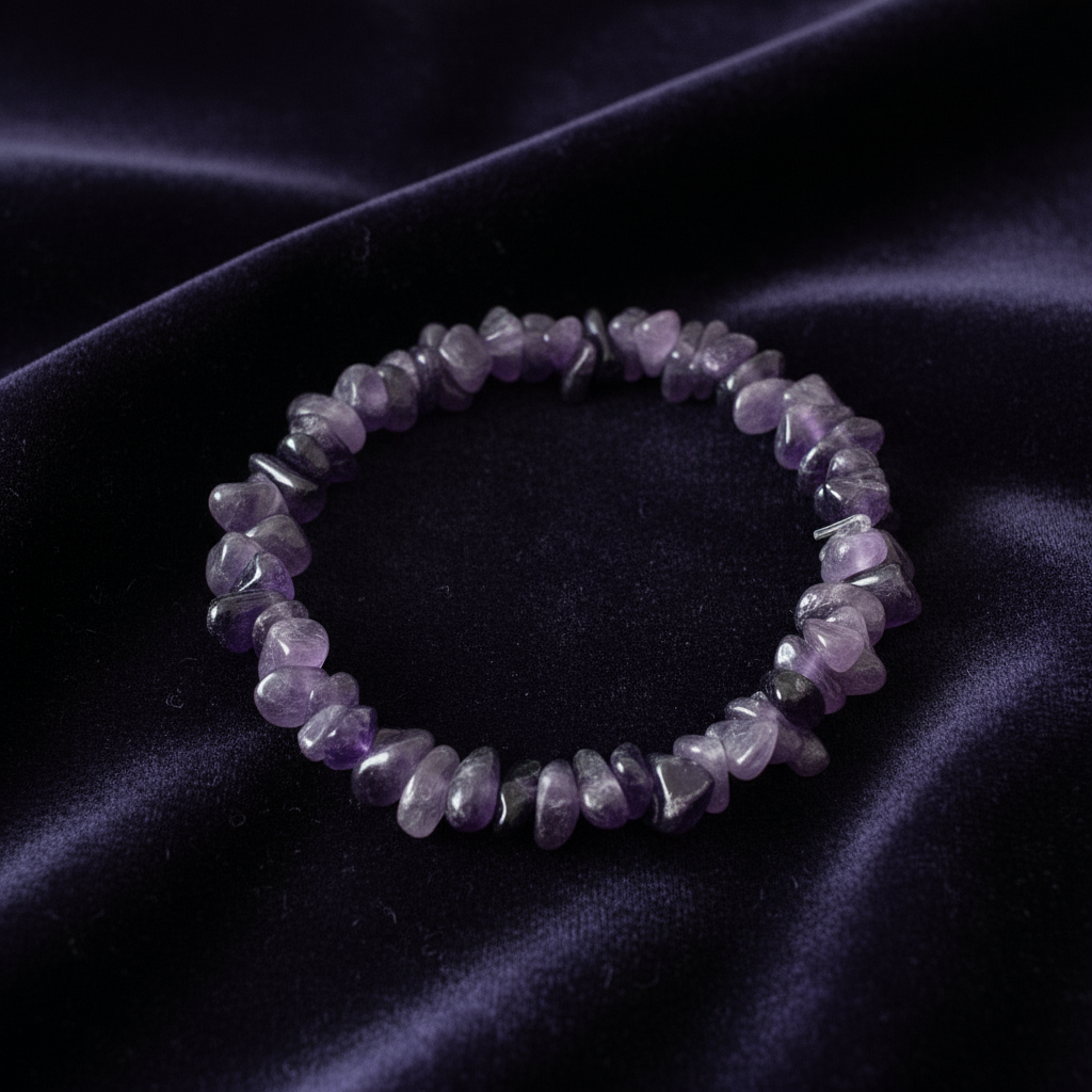 Amethyst bracelet on dark velvet
