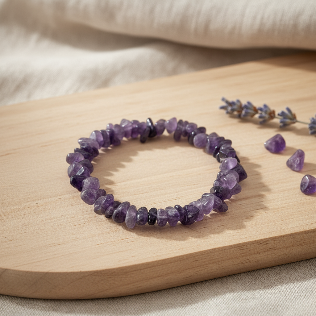 Amethyst Chip Bracelet - Natural Background