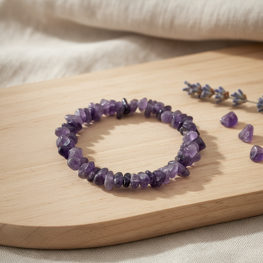 Amethyst Chip Bracelet - Natural Background