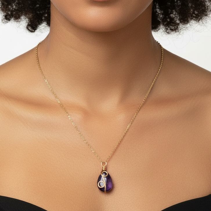 Amethyst Necklace Chest Close-Up