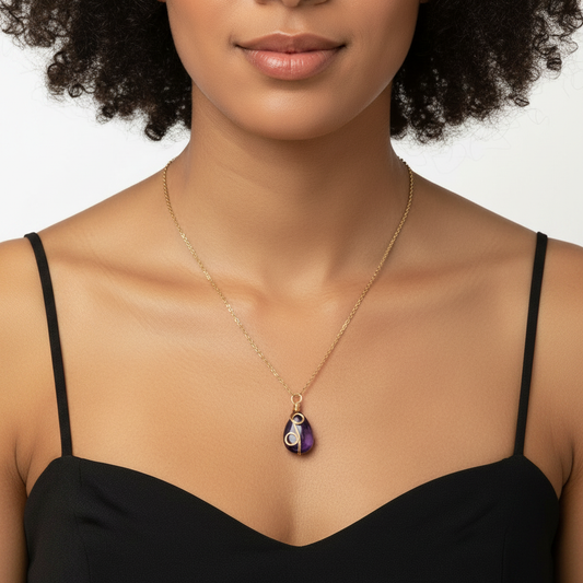 Amethyst Necklace Chest Close-Up