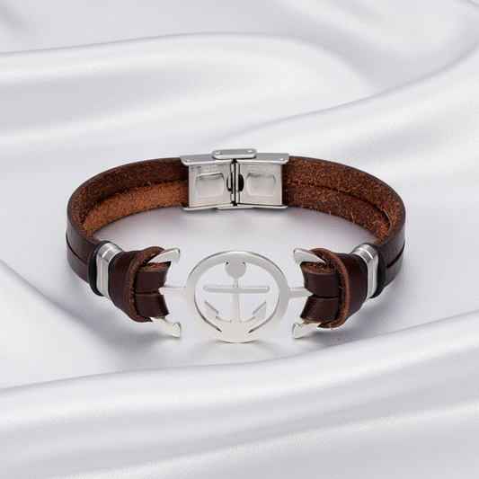 Anchor Bracelet on Light Grey Satin