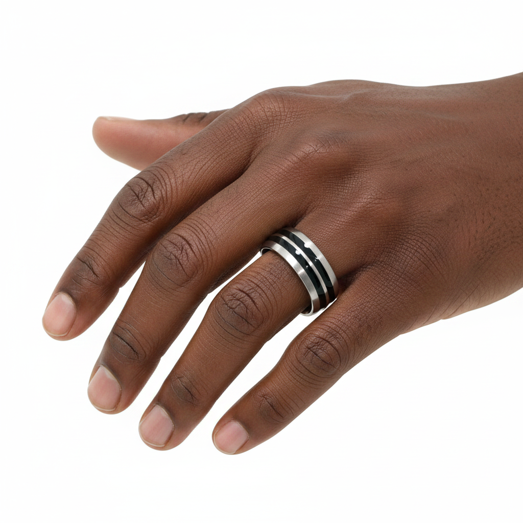 Anillo Silver/Black - Mano Afro