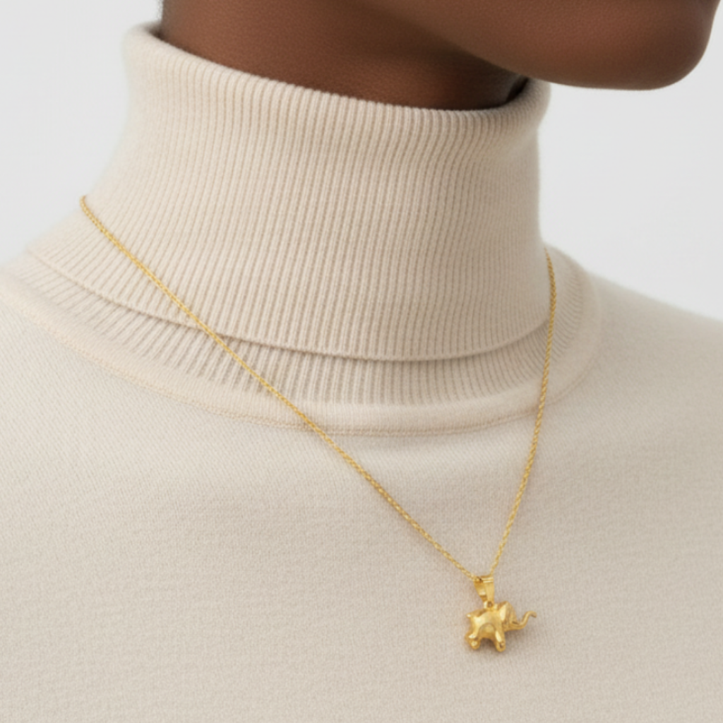 Baby Elephant Necklace Side Profile