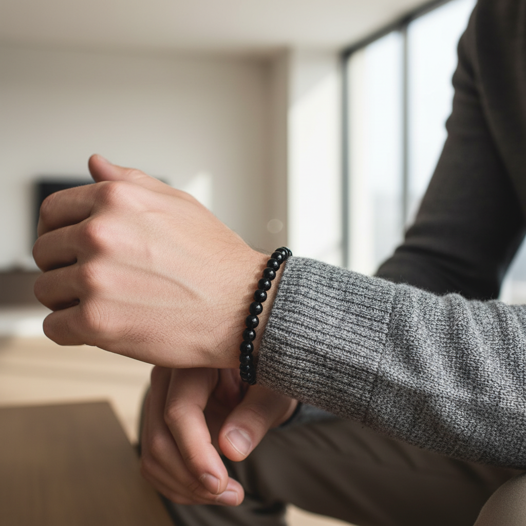 Black Agate Bracelet Lifestyle Men