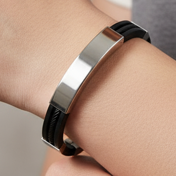 Black Silver Bracelet on Model