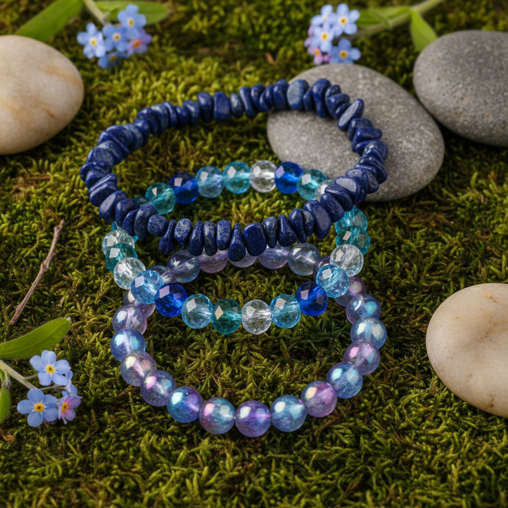 Blue Bracelets Set - Simple Nature Background