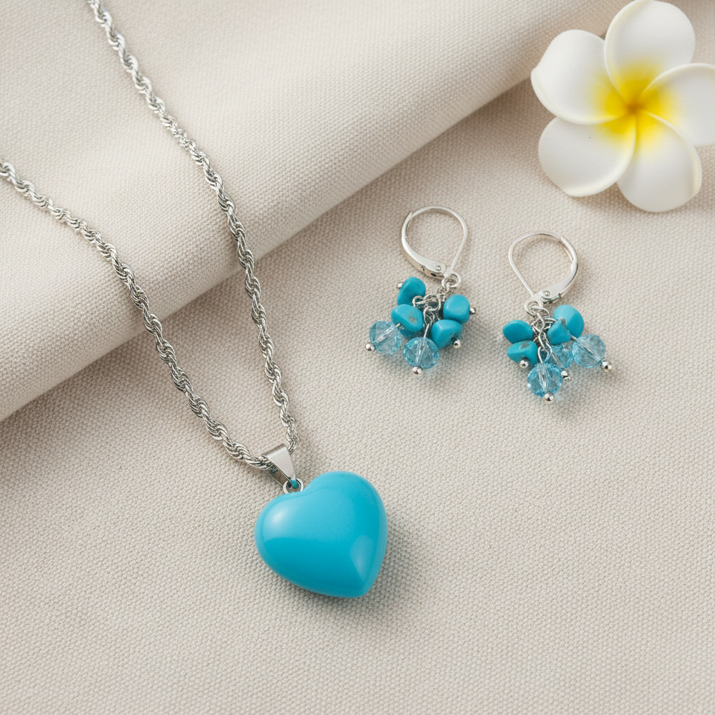 Blue howlite set clean natural