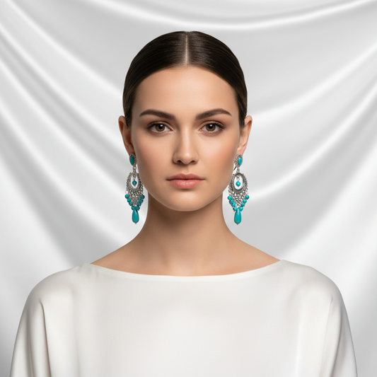 Both Turquoise Earrings Front View