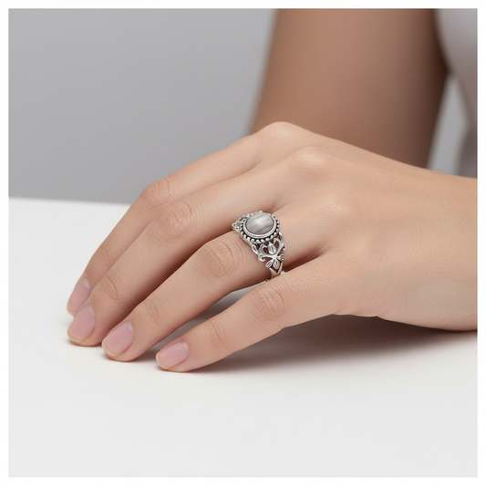 Botswana Agate Ring - Delicate Close-up