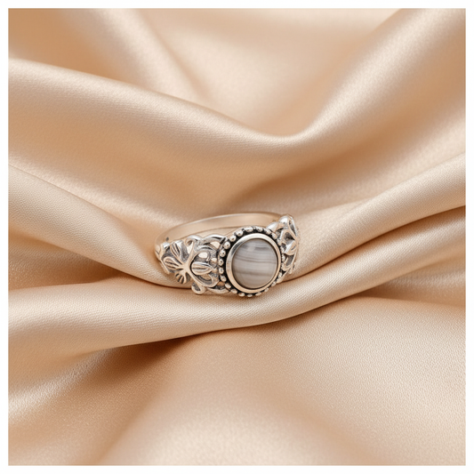Botswana Agate Ring - Satin Background