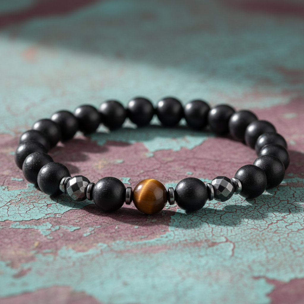 Bracelet with turquoise and burgundy background