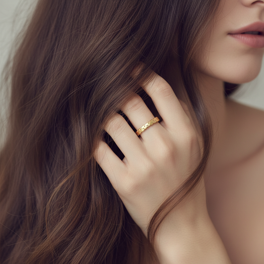 Braided ring - hand in hair editorial