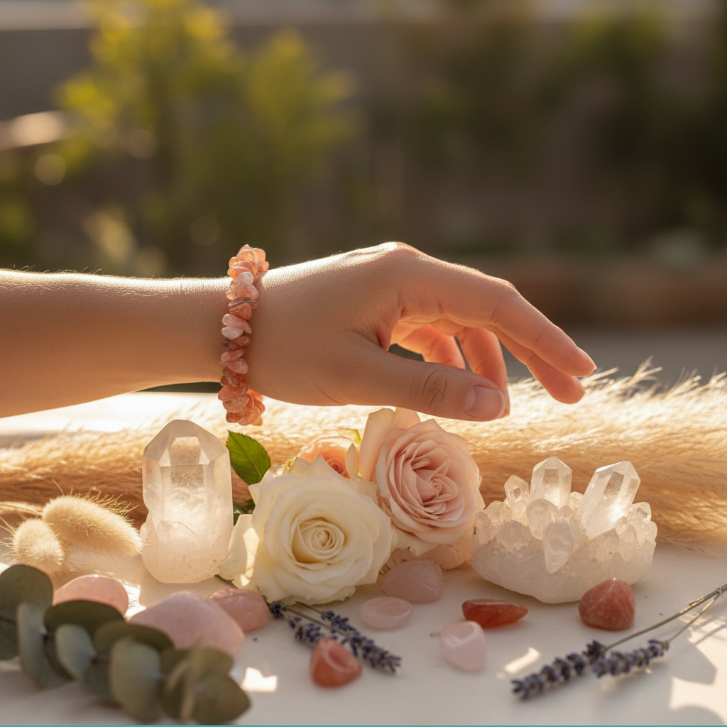 Carnelian Rose Quartz Chip Bracelet - Bohemian Nature