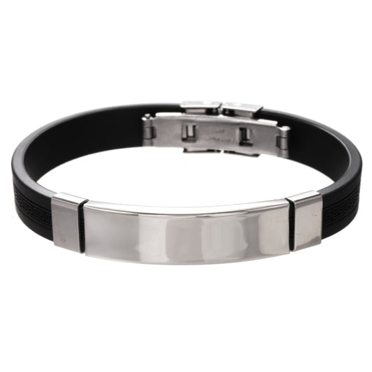 Tag ID PU Leather Bracelet "Greek Meander Pattern" image 0