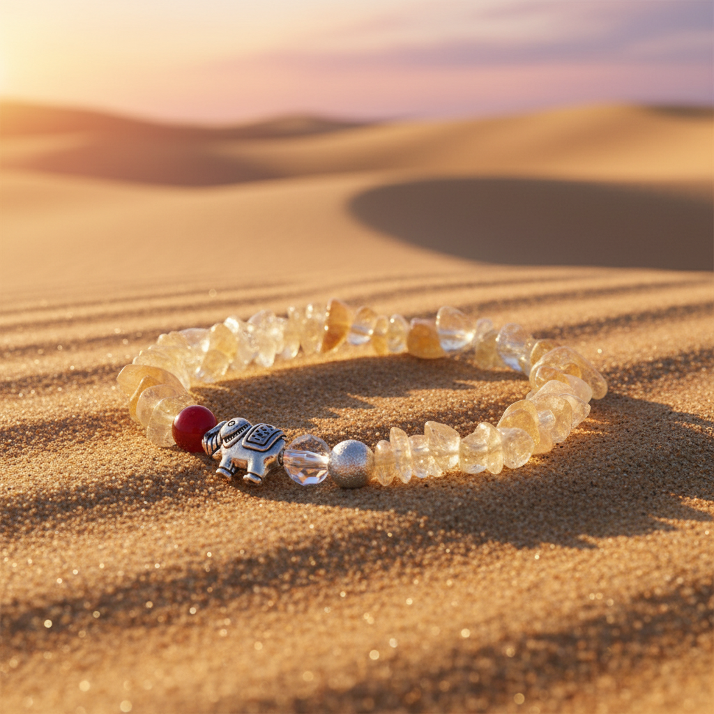 Citrine bracelet on desert dunes