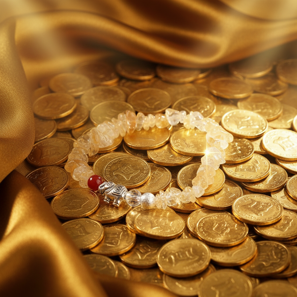 Citrine bracelet with gold coins