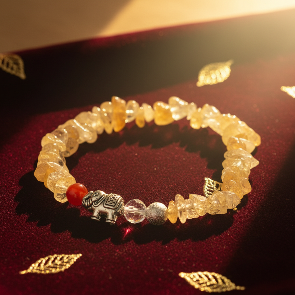 Citrine bracelet with gold leaf