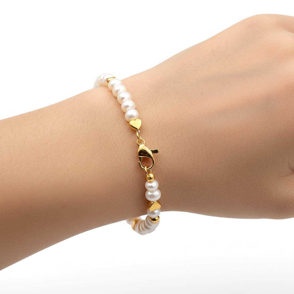 Close-up mostrando cierre lobster y perlas