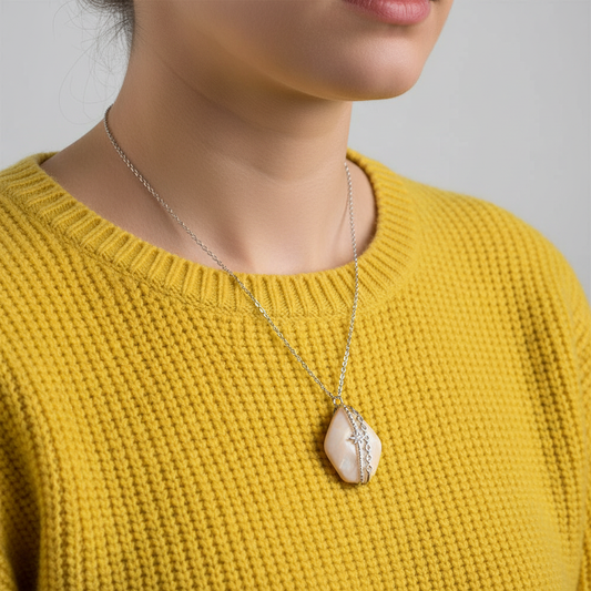 Collar con suéter amarillo de punto