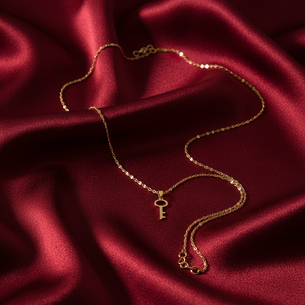 Collar Llave - Satinado Rojo