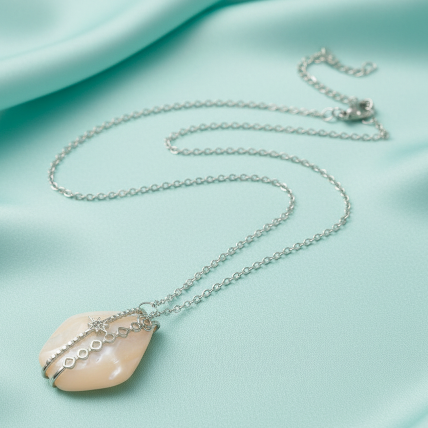 Collar sobre fondo turquesa - composición elegante