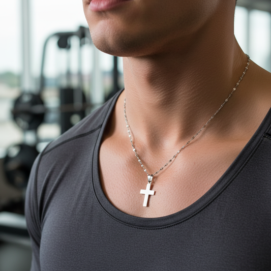 Cross Necklace - 18 inch length on Young Man