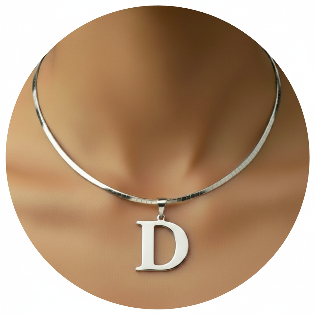 D Necklace Silver - Pattern A