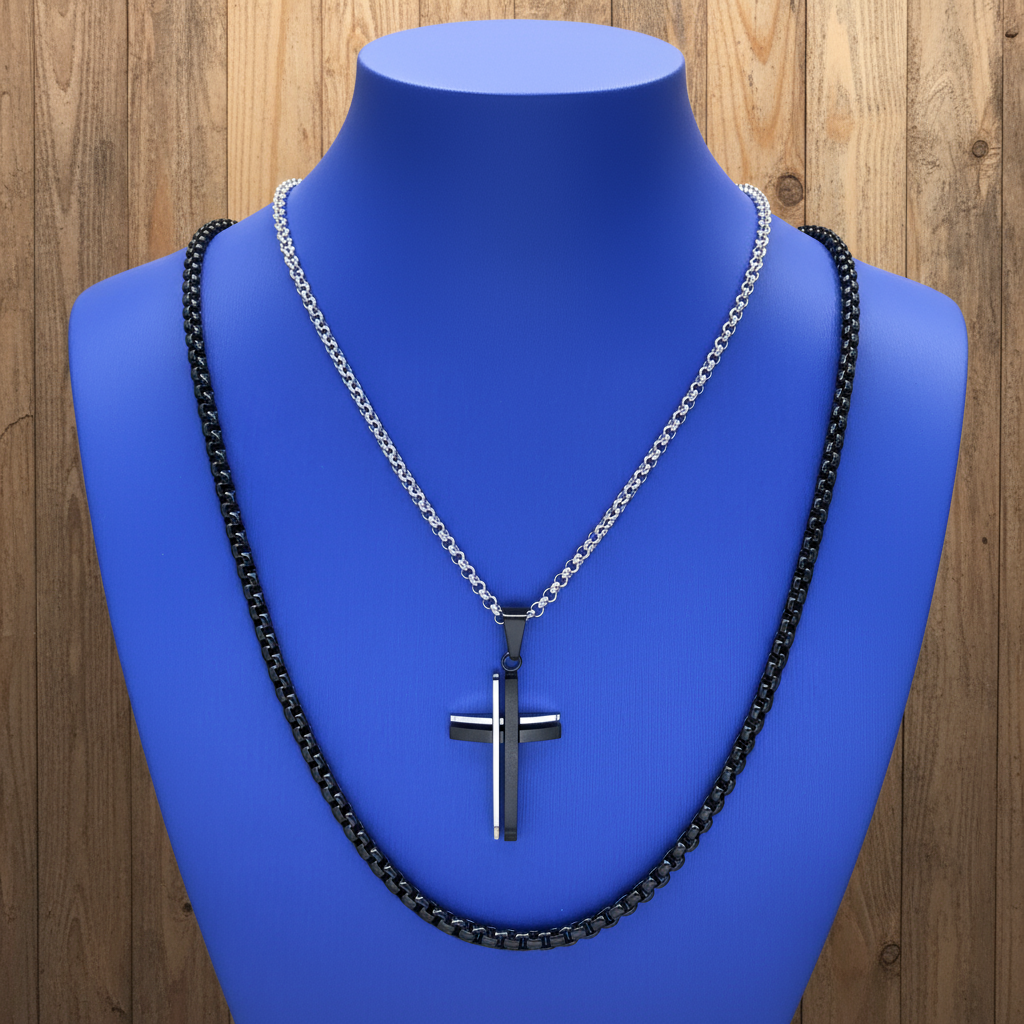 Display con fondo madera natural