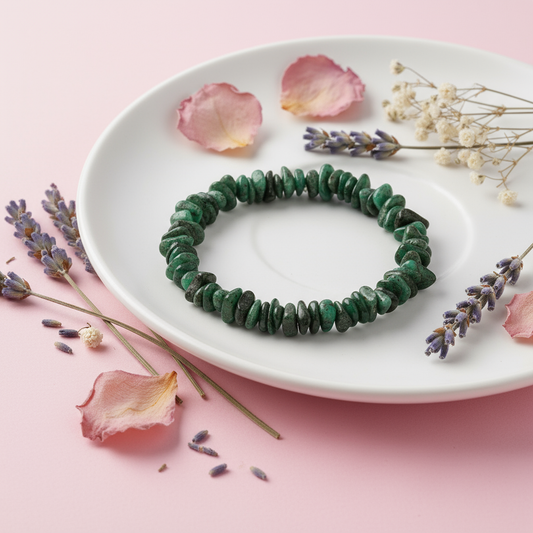 Emerald Beryl Chip Bracelet - Styled Background