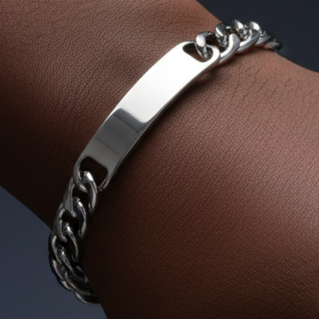 Figaro ID Bracelet on Black Male Model