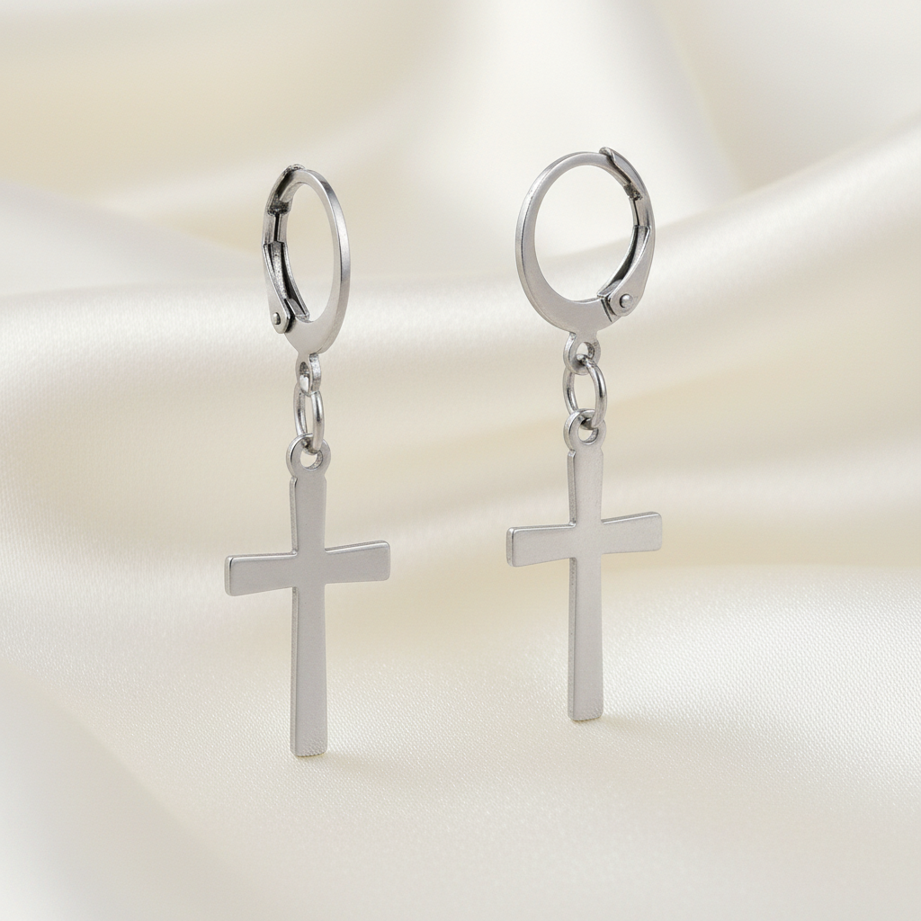 Fondo satinado - cross earrings