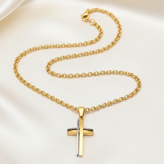 Fondo satinado - gold cross necklace