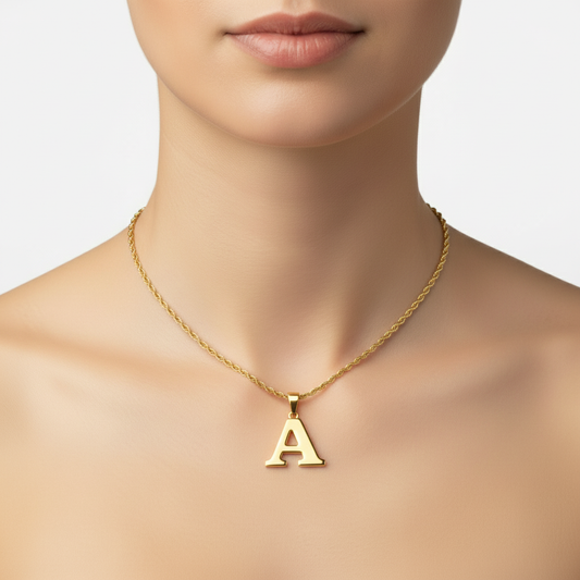 Gold A on Rope Chain