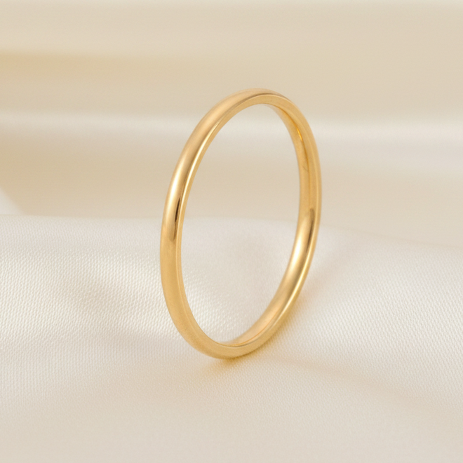 Gold Band Ring on Cream Satin