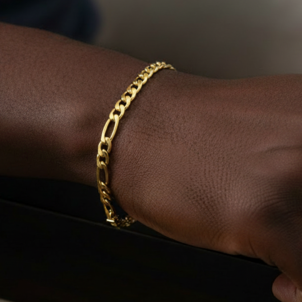 Gold Figaro Bracelet - Afro Wrist Minimal
