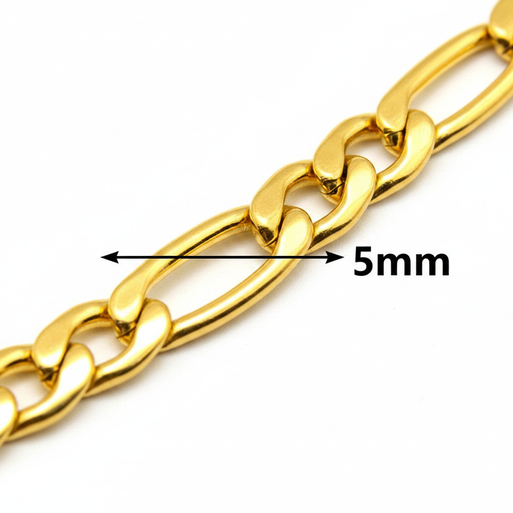 Gold Figaro Chain - 5mm Width Detail