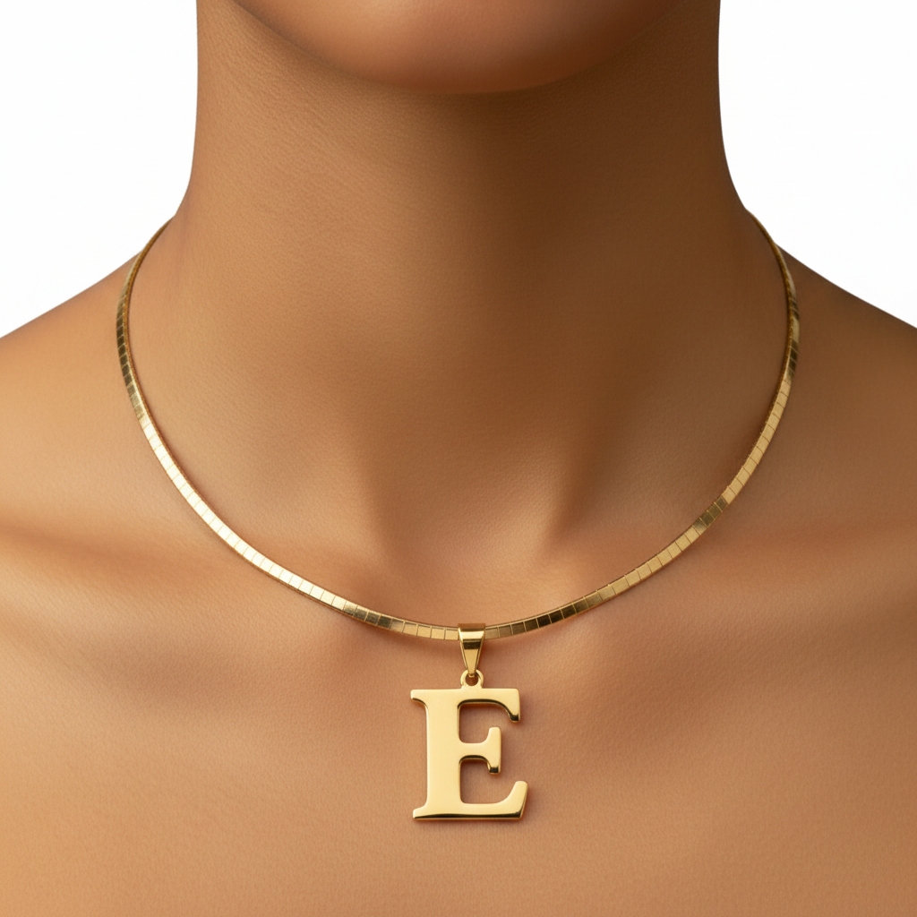 Gold Letter E Pendant Necklace