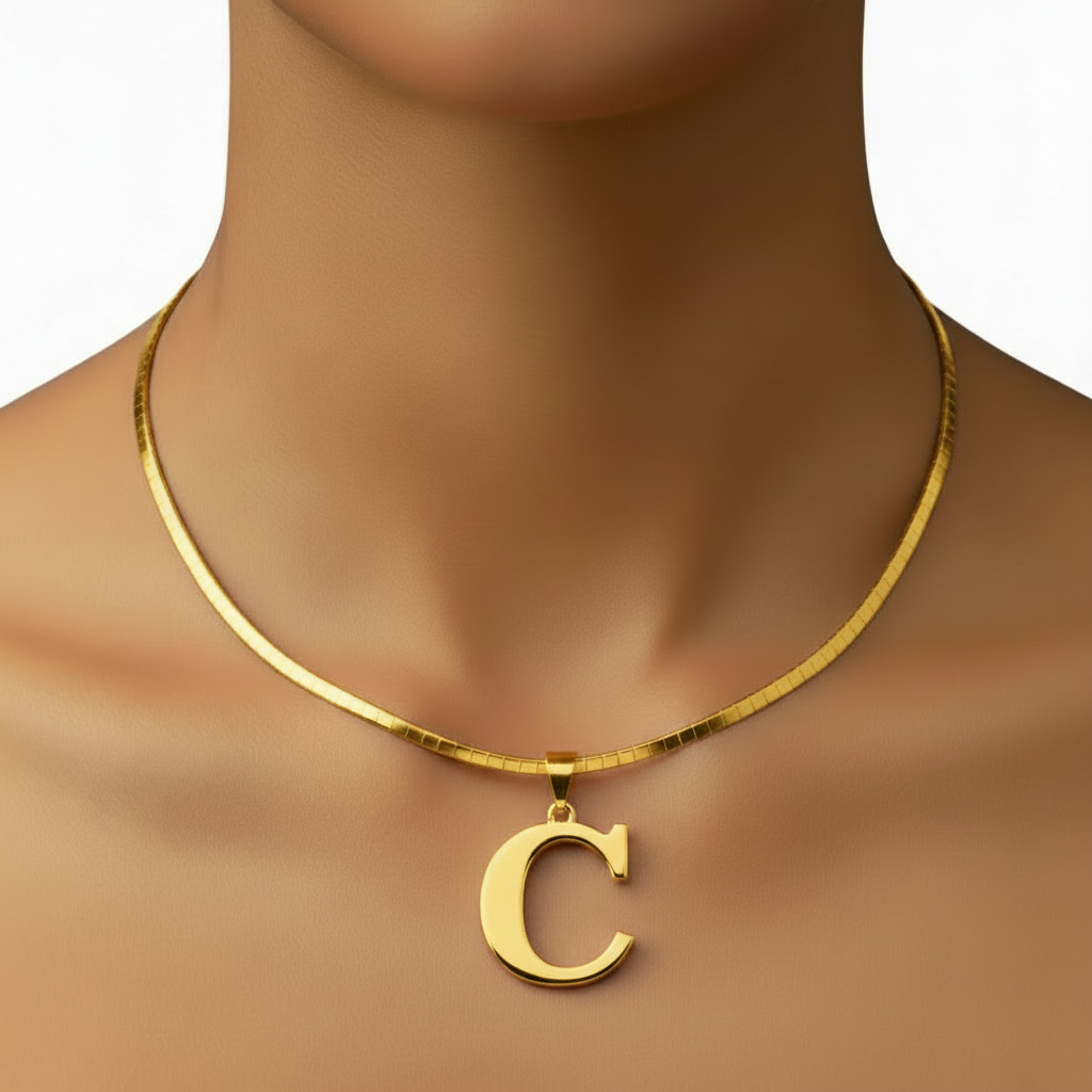 Gold Omega Chain Letter C On Model