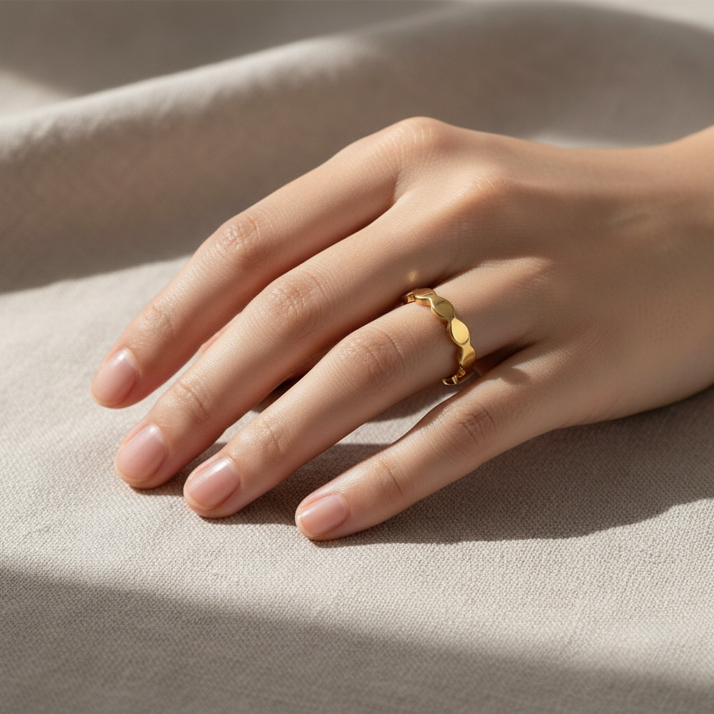 Gold ring editorial - side view