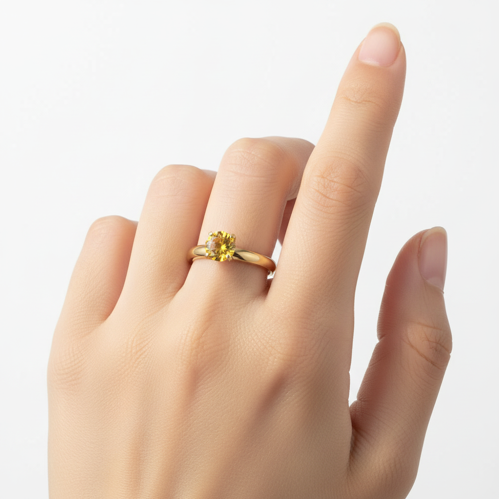 Gold ring with yellow citrine stone