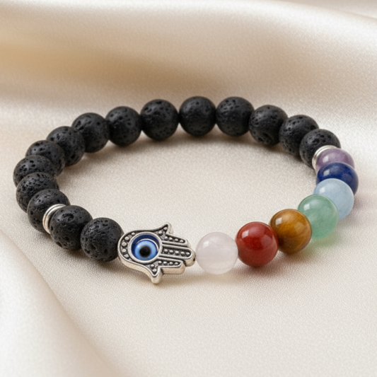 Hamsa Evil Eye Bracelet on Satin