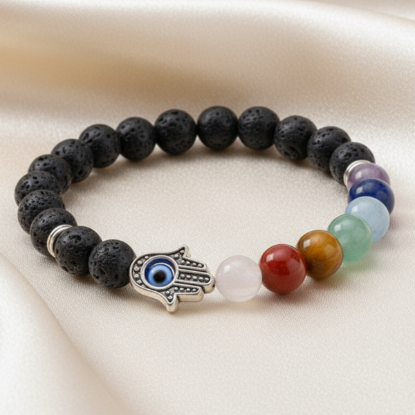 Hamsa Evil Eye Bracelet on Satin