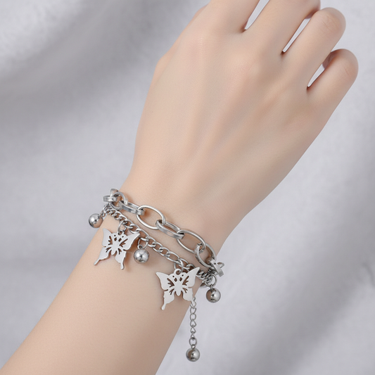 Hand pose showing both butterflies